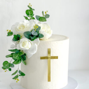 Smooth Floral Communion/Christening Cake